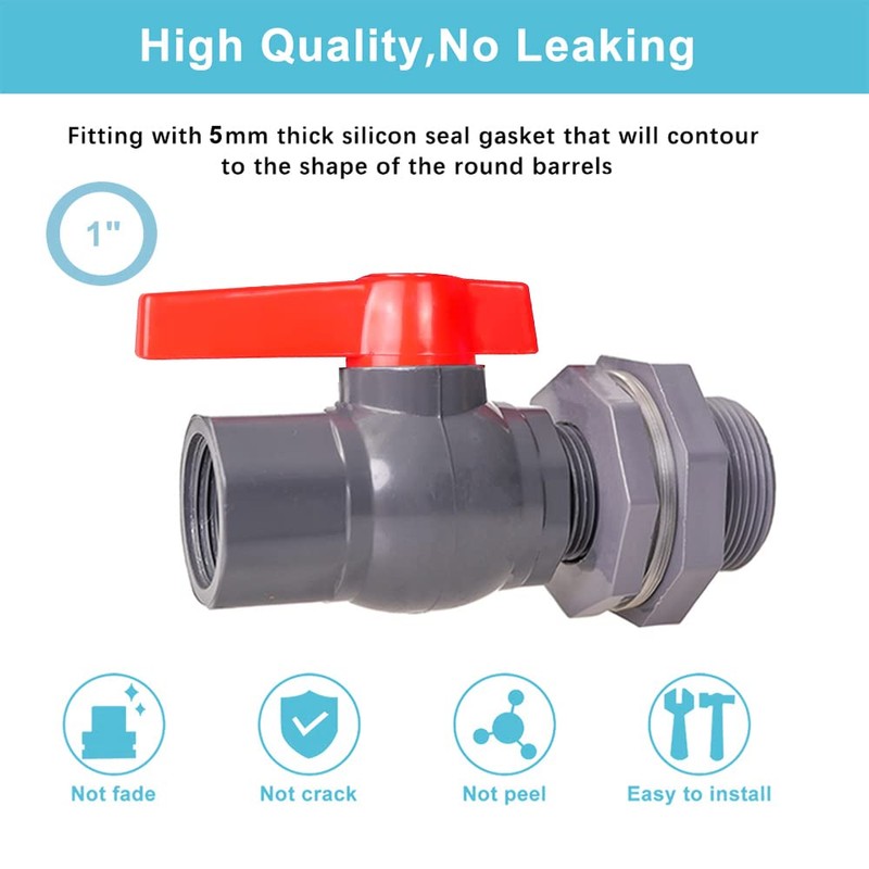 Ququyi 1 Inch PVC Rain Barrel Valve Spigot Kit with