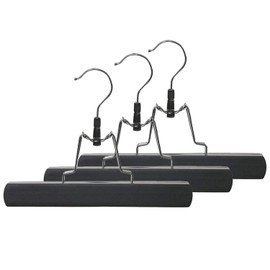 SUNTRADE Wooden Pants Hangers, Slack Hanger with Anti-Rust Hook for Skirts, Pants, Jeans, Slacks, Shorts,Hair Extension Hanger,Set of 3