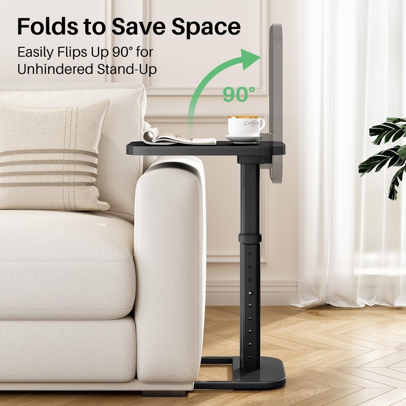 Kitstorack TV Tray Table, Adjustable Height & Rounded Metal Corners,