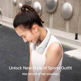 JISULIFE Neck Fan Portable, Personal Wearable Fan with Battery Rechargeable, Bladeless Travel Cooling Design with Powerful Wind, 3 Speeds, Quiet, Gifts for Men/Women/Friends - Grey