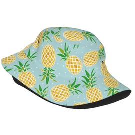 Summer Pineapple Blue Tropical Gold Bucket Hats Fashion Sun Cap Packable Outdoor Fisherman Hat for Women and Men