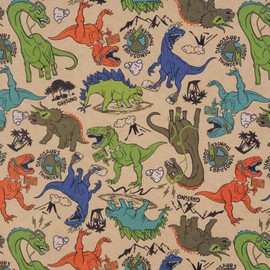 RUSPEPA Kraft Wrapping Paper Roll - Mini Roll - Colorful Dinosaur Design Great for Kids' Birthday, Boys' Birthday Party and More - 17 Inches X 16.5 Feet