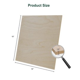 Frylr Baltic Birch Plywood Sheets Box of 45-12 x 12 x 1/8”, 3mm Thickness Perfect for Wood Burning, Laser Engraving Cutting, Scroll Saw Nature Veneer Color, Stronger Than Basswood, A/A Grade