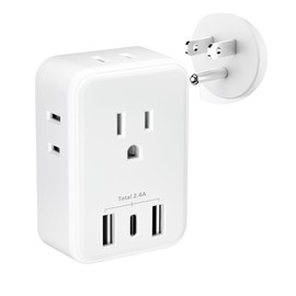 BN-LINK Multi Plug Outlet Extender with AC Outlets and USB Ports, Outlet Splitter with 3 USB Ports (1 USB C), Wall Charger Adapter for Dorm, School, Travel, Office, Home (4 Outlets (Pack Of 1))