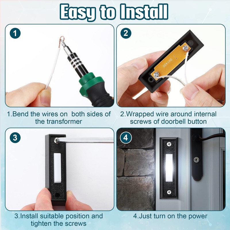 Saillong 1 Piece Lighted Doorbell Button, Wall Mounted Garage Door