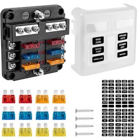 BetyBedy Bloque de Fusibles de 6 Vías, Caja de Fusibles Marina de 12V con Indicador LED, Bloque de Fusibles de Cuchilla Automotriz de 6 Circuitos con Cubierta Impermeable para RV Motocicleta Barco