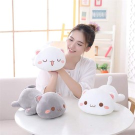 OUKEYI Cute Kitten Plush Toy Cat Hugging Pillow Stuffed Animals Plush Soft Toy White12