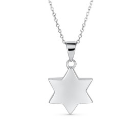 Hanukkah Stomach Judaic White or Blue Created Opal Inlay Star of David Pendant Necklace for Bat Mitzvah for Women Teenagers .925 Sterling Silver, Opal