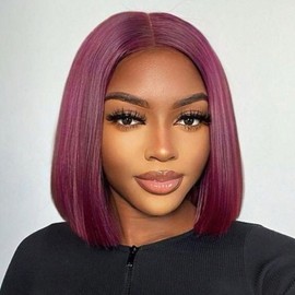 99j Burgundy Lace Front Wigs Human Hair 10 Inch Short Bob Wig Human Hair 13x4 Lace Front Wigs Human Hair Pre Plucked 180% Density Short Straight Bob Wig Natural Hairline Wine Red Wigs for Black Women