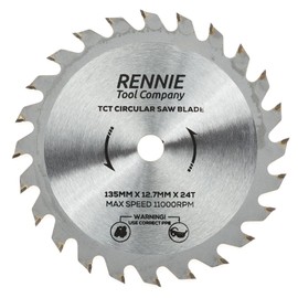Rennie Tools 135mm x 12.7mm (10mm) Bore x 24T TCT Circular Saw Blade. Wood Cutter Blade. Fits Bosch, Makita, Dewalt Saw Etc. Wood Saw Blade 24 Teeth