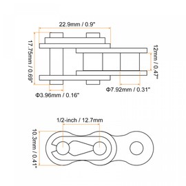 sourcing map 12Pcs #40 Chain Master Connector Link Roller, 1/2" Pitch Carbon Steel, Standard Connecting Split Links for 08A Chain