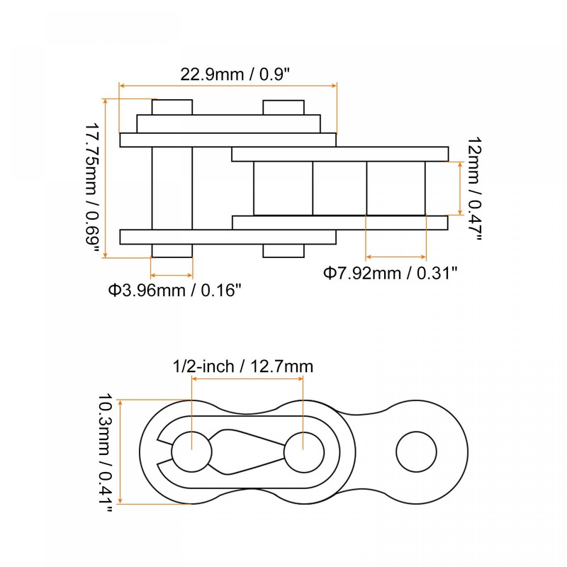 sourcing map 12Pcs #40 Chain Master Connector Link Roller, 1/2"