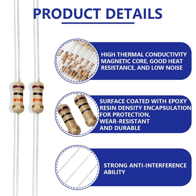 Innfeeltech 100 Pcs 1/4W 5% Tolerance 10KΩ Carbon Film Resistance