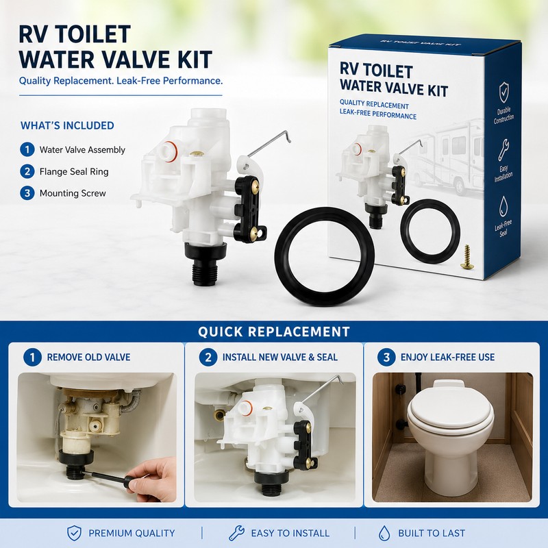 RV Toilet Water Valve Kit for Leak Repair – 31705