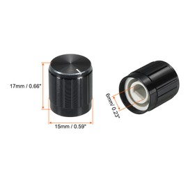QUARKZMAN Potentiometer Rotary Knob ABS Guitar Knob for 6 mm D Type Shaft Electric Guitar Amplifier Stereo Systems Bass 180° Aluminium Plastic Knob Black Pack of 2