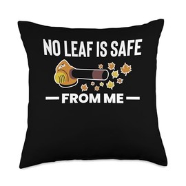 No Leaf Is Safe From Me Leaf Blower Autumn Throw Pillow