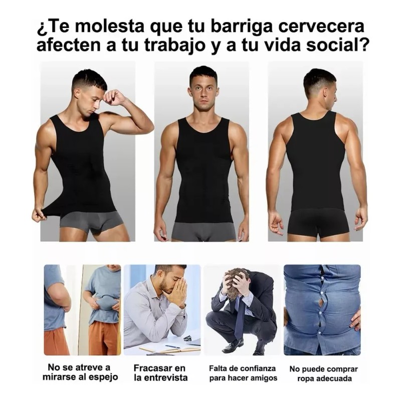 Camiseta 3pzs Para Corregir Postura Hombre Fajas Cinturillas