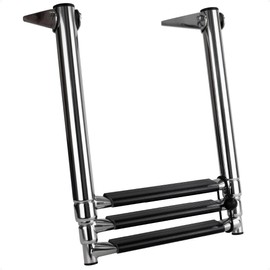 Five Oceans 3-Step Telescoping Boat Ladder - Over Platform, Stainless Steel for Pontoon, Fishing, Bass, Sport & Sailboats - FO4502