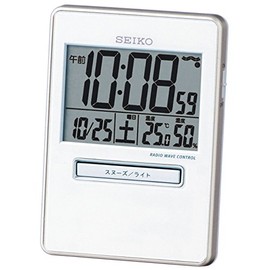 Seiko SQ699W Traveler Alarm Clock Radio Digital Calendar Temperature Humidity Display White Pearl SQ699W