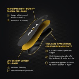 VKTRY VKTRY Gold for Non-Cleated Shoes - Carbon Fiber Performance Insoles - Customized Inserts for Basketball, Volleyball & More | Run Fast, Jump High, Support Recovery, US M11-11.5, W13-13.5, <120lbs