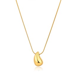 AllenCOCO Gold Drop Necklace Dupes for Women, Dainty 14K Gold Plated Teardrop Pendant Necklace Abstract Stainless Steel Water Drop Necklace for Women Jewelry Gifts