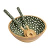 Dexam Sintra Mango Wood Spotted Salad Bowl - Olive Green