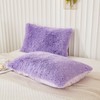 Memfydu Faux Fur Fluffy Pillowcases, Lavender Plush Shaggy Velvet Standard/Queen