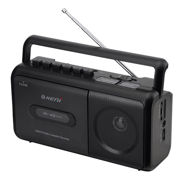 G Keni Portable Cassette Player Boombox AM/FM Radio Stereo, Casette Tape Player Recorder with Earphone Jack Battery Operated or AC Powered