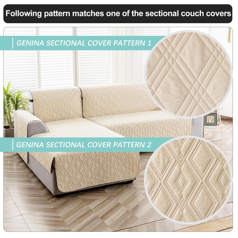 Genina Sectional Couch Covers for Dogs L Shaped Sofa Covers
