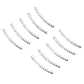 100pcs Curved Noodle Tube Loose Beads 25mm Long Spacer Connector Sterling Silver Plated Brass for DIY Craft Jewelry Making CF199