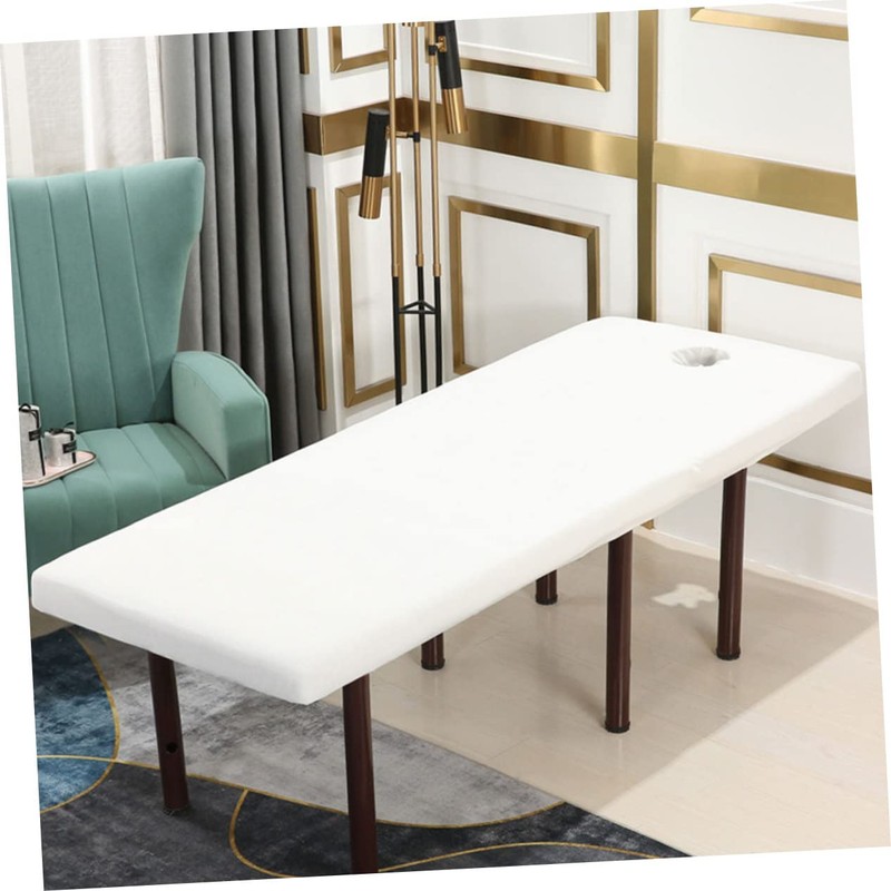 WOONEKY Beauty Salon Bedsheet with Face Hole Elastic Table Cover