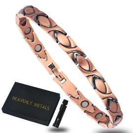 Heavenly Metals Women's Pure Copper Bracelet – Grace Link Style – Solid Copper Magnetic Jewelry – Adjustable Fit, Gift Box & Sizing Tool – USA Brand