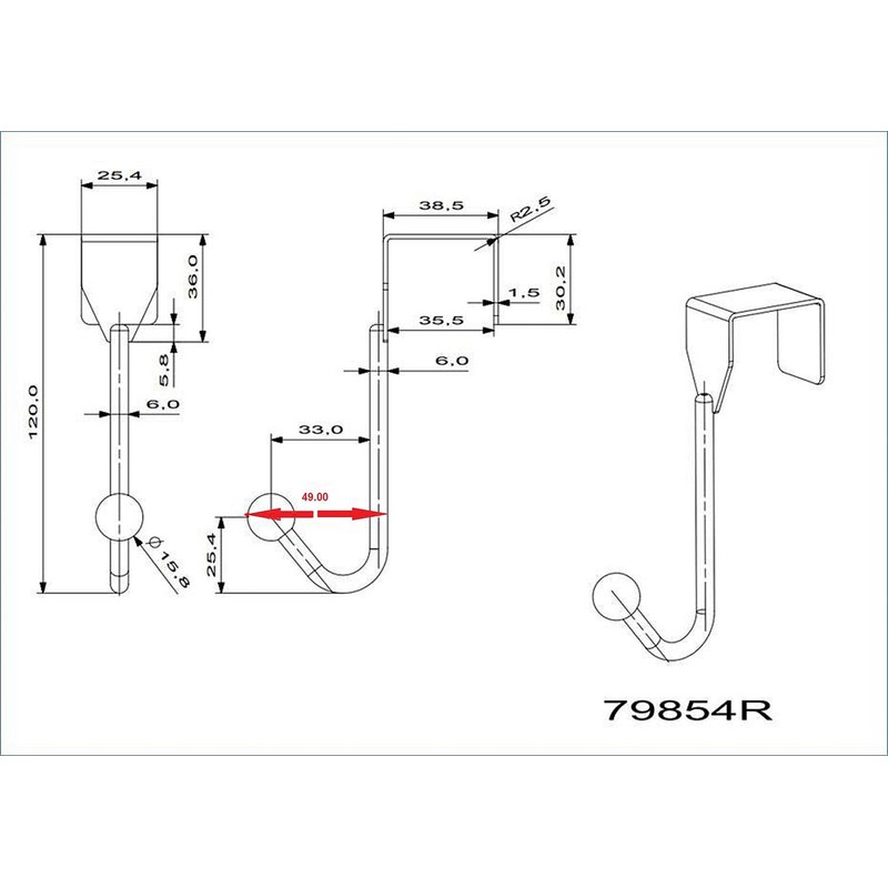 Richelieu Hardware BP99844140 Utility Over The Door Metal Hook, 1