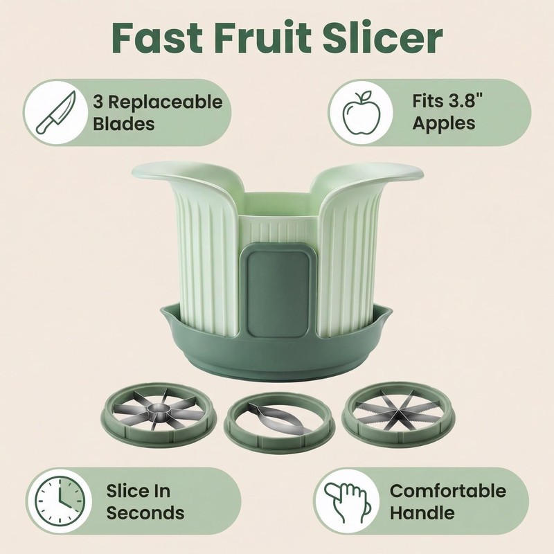 Heavy Duty Apple Slicer Corer - 8-Blade Stainless Steel Fruit