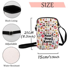 JXGZSO Korea Symbols Souvenir Gift Next Stop Korea Crossbody Bag Korea Trip Shoulder Korea Lover Gift Asia Travel Gift (Next Stop Korea Crossbody)