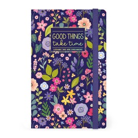 LEGAMI - Notebook with Flower Theme, Ruled Media, 164 Pages, End Pocket, Last 24 Pages, Elastic Closure, Rounded Corners, FSC® Certified Paper, 13 x 21 cm