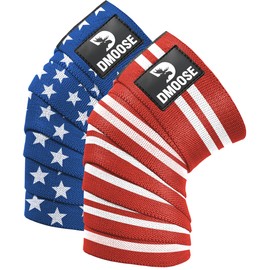 DMoose Fitness Knee Wraps for Weightlifting (Pair) - USPA Approved 78" Cotton Knee Straps for Powerlifting, Leg Press, Squats & Joint Stability - Reinforced Stitching Knee Wrap Support for Men & Women
