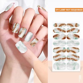 SILPECWEE 8 Sheets Marble Nail Polish Strips for Women Gel Nail Stickers Full Nail Wraps for Short Nails Gel Nail Strips Self Adhesive Fingernail Sticker Nails with Nail File
