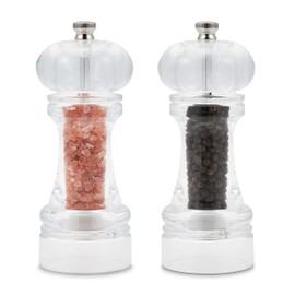 Cole & Mason Liverpool 5.5" Acrylic Salt & Pepper Mill Set with Himalayan Salt - Salt & Pepper Mills - Kitchen & Home Essentials - Refillable Salt & Pepper Sets - Acrylic Spice Mills