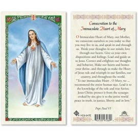 Consecration to The Immaculate Heart of Mary Laminated Prayer Cards - Pack of 25