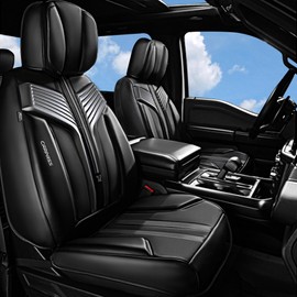 CAR PASS Nappa PU Leather Car Seat Covers Front Seats Only 2PCs, Luxury Cushioned Front Seat Covers, Waterproof Drive Seats Anti-Slip Full Coverage Universal Fit for SUV Truck Sedan Automotive Black