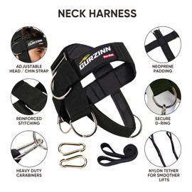 Neck Harness Weight Lifting Padded Strength Trainer-Improve Neck Strength and Reduce Neck Pain,Neck Trainer with 40 inch/100 cm Heavy Duty Rope,Adjustable & Omnidirectional Neoprene Strap, Neck Harness for Gym & Home Use