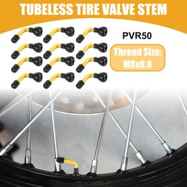 Partuto 12 Pcs Universal PVR50 Tubeless Tire Valve Stem - Cars RV Bicycles Motorcycles Trailers Tubeless Tire Valve - Stainless Steel Gold Tone