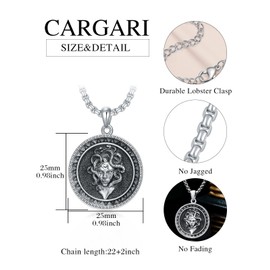 Cargari Medusa Necklace 925 Sterling Silver Medusa Pendant Greek Snake Necklace Witchcraft Jewelry Ancient Greece Medusa Jewelry Greek Mythology Jewelry gifts
