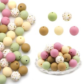 David Accessories Silicone Beads 15mm Bulk Round Beads for Keychain Pens Lanyards Bracelet Necklace Jewelry Making DIY Craft 50Pcs (B-B)