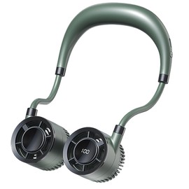 HiBOMASOON Neck Fan, 1-100 Speeds Bladeless, 1500mAh 10H Battery, Hands-Free Portable, USB-C Fast Charge, 0.53lb Ultra Lightweight & 360°Foldable, Ideal for Travel/Office/Gifts (Green)