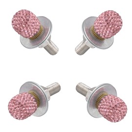 Lunsom License Plate Screws Kits, Bling Car Tag Plate Frames Covers Car License Plate Mounting Bolt 4 Pack Trim Replacement Kit (Pink)