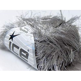 Grey Extra Long Eyelash Yarn Ice Luxurious Fun Fur 50 Grams, 38 Yards