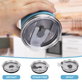 Rommeka 2 Pack Kids Cups with Straws and Lids Leak Proof, 12oz Sippy Cups for Toddlers with Colorful Sleeves, Unbreakable Stainless Steel Water Tumblers (Blue & Peach)