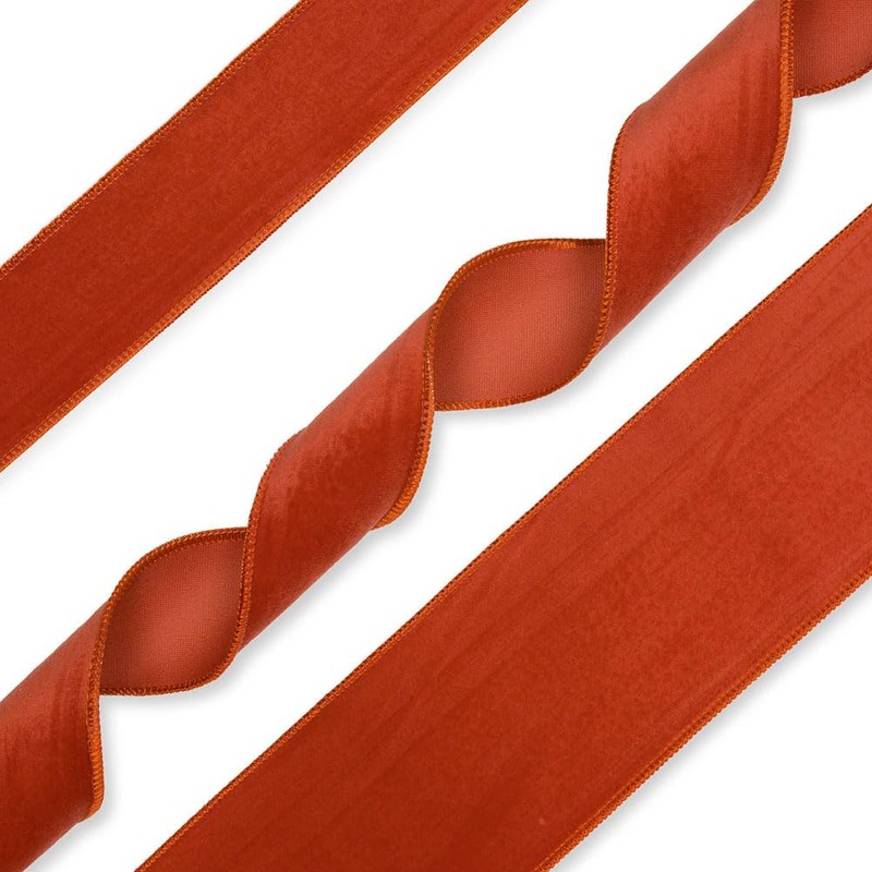 FloristryWarehouse Burnt Peach Christmas Velvet Fabric Ribbon 50mm (2") Wide